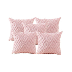 MOMISY Corduroy Cushion Throw Pillow Covers, Diamond, 45 x 45 cm, 18 x 18 inch (5, Pink5)