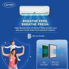 Carrier 1.5 Ton 5 Star AI Flexicool Inverter Split AC (Copper, Convertible 6-in-1 Cooling,Dual Filtration with HD & PM 2.5 Filter, Auto Cleanser, ESTER Exi, CAI18ES5R34F0,White)