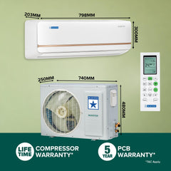 Blue Star 0.8 Ton 3 Star, Inverter Split AC (Copper,Convertible 5 in 1 Cooling, Multi Sensors, Dust Filter Blue Fins, Self Diagnosis, IA309TNU, White)