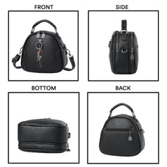 SYGA Women's Crossbody Bag, Zip Top, PU Leather Shoulder Bag (Black)