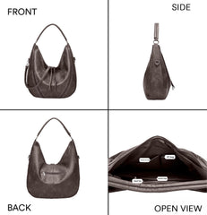 SYGA PACK OF 2 Women's Shoulder Cross-Border Large Capacity Hobo Bag with Wristlet(LIGHT GREY)