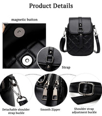SYGA Women's Small Square Bag Letter Versatile Shoulder Bag Western Style Crossbody Mini Mobile Phone Bag(Black)