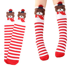 MOMISY Girl's 1 Pair of Baby Spring Winter And Autumn Combed Cotton Long Tube Knee-High Socks Suitable Age of 3 to 12 Years (IN, Age, 3 Years, 12 Years, RedWhiteStripes)