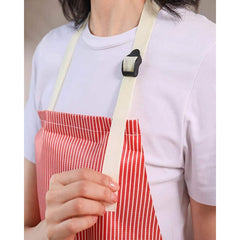 MOMISY Kitchen Cooking Apron with Pocket and 2 Stitched Towels Waterproof Adjustable Durable Stripe Kitchen Women Men Apron with Pockets Bib (Striped Red)