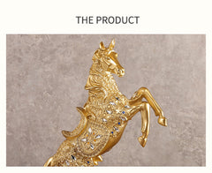 SYGA Atmospheric Golden Horse Resin Ornaments Home Office Bookcase TV Cabinet Model Room Decoration