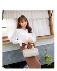 SYGA Gloosy versatile patent leather women's bags, texture and personality, portable Handbag, crossbody bag(BEIGE)