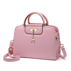 SYGA Women's Handbag Corrugated Fawn Pendant Cute Shoulder Bag Fashionable Style Crossbody Bag(Pink)