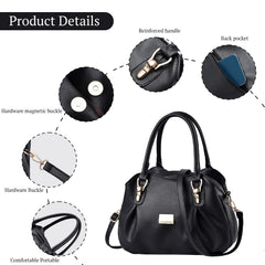 SYGA Women's Bags Soft Leather Middle-Aged And Elderly Women's Bags Single Shoulder Crossbody Bag(Black)