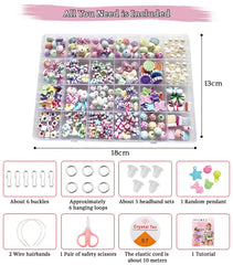 SYGA Beads for Kids Crafts Children's Jewelry Making Kit DIY Bracelets Necklace Hairband and Rings Craft Kits Birthday for 4, 5, 6, 7-Year-Old Little Girls-Multicolor (DIYBeadsSet-12)