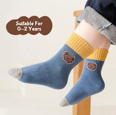SYGA 5 Pairs Baby Socks, Toddlers Infant Cotton Stretch Crew Socks with Yellow Dinosaur Design, Suitable for 0-2 Years baby