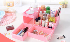 SYGA Cosmetic Makeup and Jewelry Storage Case Display - Spacious Design - Great for Bathroom, Dresser, Vanity and Countertop (Pink)