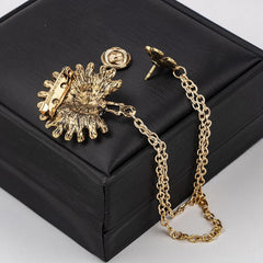 SYGA Men's & Women Classic Animal Peacock Corsage Suit With Eagle Chain Lapel Pin Tassel Brooch Pin with Crystal Chain(Peacock)