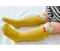 SYGA 3 Pairs Baby Cotton Long Tube Over-the-Knee Socks - Spring and Autumn, Suitable for 0-3 Years Old(Sleepy Bear)