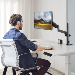 SYGA Monitor Stand Arm Desk Mount Fully Height Adjustable Bracket with C-Clamp & Gronment 180°Tilt Rotation Supports 22 to 35 Inch Monitors and TV - Single MSE03