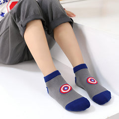 MOMISY 5 Pairs Baby Girl Boys Tube Socks Toddlers Infant Solid Color Boat Spring and Autumn Socks Stretch Baby Sock - Multicolor (IN, Age, 1 Year, 3 Years, CaptainAmerica)