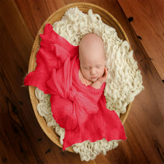 MOMISY Baby Photography Photoshoot Blanket, Newborn Photo Props Swaddle Wrap, Breathable Pack of 1 (Red, Baby)