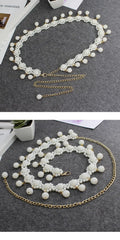 SYGA Pearl Waist Chain Belt Adjustable Decorative Belt Hollowed Tassel Waist Belts Suitable Size for Waist 26-36