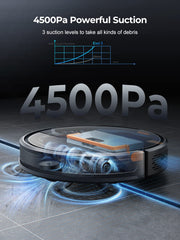 Laresar Robot Vacuum Cleaner With Mop, 4500Pa Robotic Vacuum 180 minutes runtime With Auto Carpet Boost, Ultra Thin Robot Hoover For Pet Hair, Smart App Control, Compatible with Alexa(Evol 3) - Black