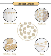 SYGA Women's Dress Waist Chain Metal Hook Chain Simple Decorative Thin Belt(Gold)