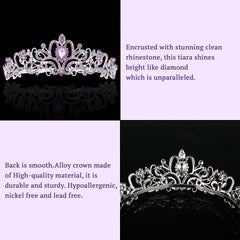 SYGA Bridal Princess Girl Tiara and Rhinestone Crown Headband Hair Accessories for Women Wedding Ceremony Party (Silver Plating + Purple)
