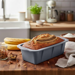 MOMISY Silicone Bread & Loaf Pan Mould | Fruit Cake, Pastry Making Pan | Baking Mould Rectangle (Grey)