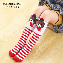 MOMISY Girl's 1 Pair of Baby Spring Winter And Autumn Combed Cotton Long Tube Knee-High Socks Suitable Age of 3 to 12 Years (IN, Age, 3 Years, 12 Years, RedWhiteStripes)