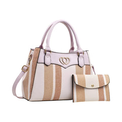 SYGA 2 Pcs Women's Stylish Contrast Color Handbag with Wallet | Medium Tote Bag with Shoulder Strap | Ideal for Daily Use & Gifting