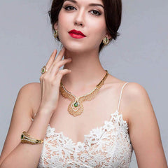 SYGA Pack of 4 Bridal Jewelry Set Necklace,Earrings,Bracelet,Ring Set for Party Wedding Festive for Women & Girls Accessories
