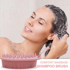 MOMISY Ultra Soft 2-in-1 Body & Shampoo Brush, Exfoliating Silicone Bath Scrubber, Premium Silicone Loofah, Scalp Massager (Pink)