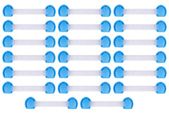 SYGA 20 Pcs Baby Safety Locks | Child Proof Cabinets, Drawers, Appliances, Toilet Seat, Fridge and Oven | Tools Not Required | Uses Dual Adhesive Tape and Latch System (Blue Lining)