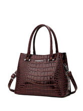 SYGA Women's Handbag Versatile Casual Crocodile Pattern Shoulder Bag(BURGUNDY)