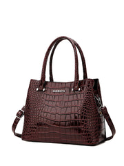SYGA Women's Handbag Versatile Casual Crocodile Pattern Shoulder Bag(BURGUNDY)