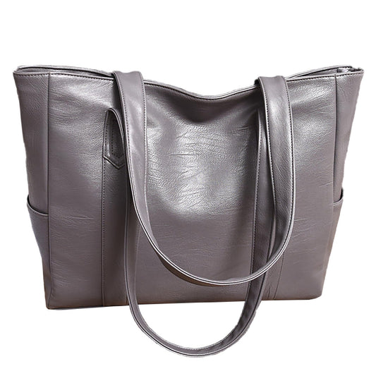 SYGA Women's Crossbody Bag, Single Shoulder Strap, Zipper Closure, Genuine Leather, Grey