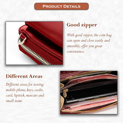 MOMISY Multi-Function Crossbody bags for Women Mobile Cell Phone Holder Card Pocket Bag Stylish PU Leather Sling Bags for Women Girls Purse Wallet Mini Shoulder Bags-Crocodile Pattern (Red)