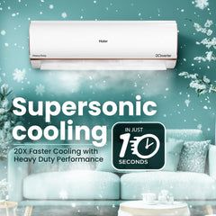 Haier 1.5 Ton 4 Star AI Climate Control Smart Split AC (5250 Watts, Copper, Wi-Fi, 4-Way Swing, Triple Inverter, 7 in 1, Frost Self Clean, HD Filter, Cools at 60°C - HSU18K-PYAIR4BN-INV, White)