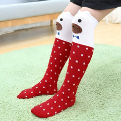 MOMISY 1 Pair of Baby Spring Winter And Autumn Combed Cotton Long Tube Knee-High Socks Suitable Age of 3 to 12 Years (IN, Age, 3 Years, 12 Years, RedDotBear)