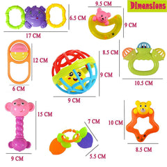 SYGA Colorful 7 Rattles and 1 Teether Toy Set