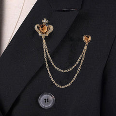 SYGA Men's & Women Suit Shirt Stud Lapel Pin Chain Tassel Brooch Pin with Crystal Chain(Golden)