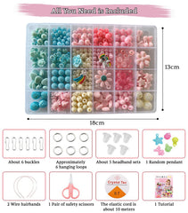 SYGA Beads for Kids Crafts Children's Jewelry Making Kit DIY Bracelets Necklace Hairband and Rings Craft Kits Birthday for 4, 5, 6, 7-Year-Old Little Girls-Multicolor (DIYBeadsSet-11)