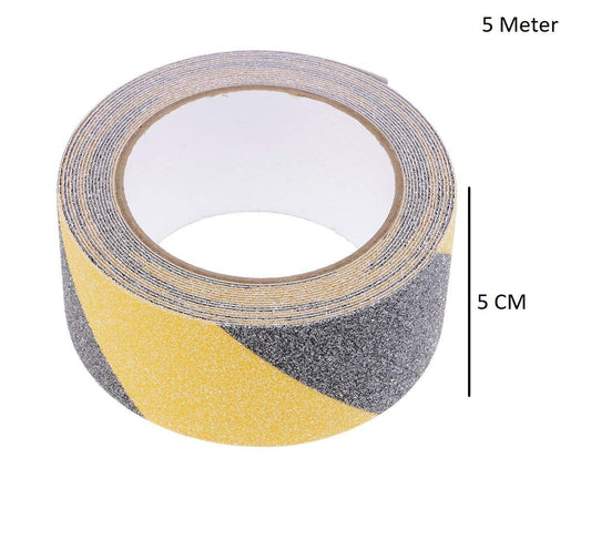 SYGA Non Slip Safety Grip Tape for Stairs Steps 5 cm Wide and 5 Meter Long - Indoor Outdoor Non Skid Friction Abrasive Adhesive_Yellow&Black