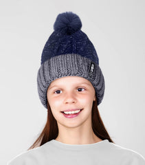 SYGA Women Winter Cap Wool Warm Cap Beanie Hat with Pom Pom Above 15 Years - Beige