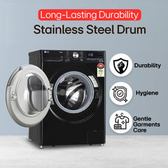 LG 12 Kg, 5 Star, AI Direct Drive Technology, Wi-Fi, Steam Fully Automatic Front-Loading Washing Machine (FHP1412Z3O, Intelligent & Convenient Fabric Care, Allergy Care, In-Built Heater, Onyx Black)