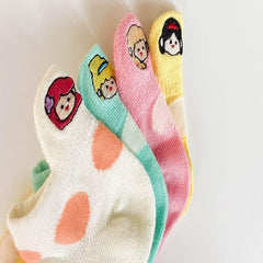 MOMISY 4 Pairs Girl Boys Tube Socks Toddlers Infant Solid Color Boat Spring and Autumn Socks Stretch Baby kids Sock (Polka Girl, 1-3Y)