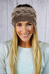 MOMISY HeadBand Wool Blend for Girls and Women (Geometric, Brown)