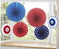 SYGA 6 Pieces of Paper Flower Fan Decoration Background Wall DIY Paper Fan Flower Ball Set(Red and Blue)