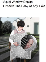 MOMISY Car Seat Canopy Nursing Scarf Poncho Multi-Use Cover, Shopping Cart Cover, Stroller Cover, Infinity Scarf 360° Privacy Breastfeeding Protection, Baby Shower (Grey Crown)