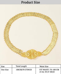 SYGA Women's Ethnic Retro Style Metal Hollow Design Waist Chain,Kamarband For Saree & Dress Skirt Decorative Belt(Gold)
