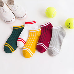 MOMISY 5 Pairs Baby Kids Girl Boys Tube Socks Toddlers Comfortable Ankel Length gifts (IN, Age, 3 Years, 5 Years, 4 Stripes)