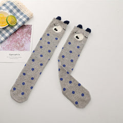 MOMISY 1 Pair of Baby Spring Winter And Autumn Combed Cotton Long Tube Knee-High Socks Suitable Age of 3 to 12 Years (IN, Age, 3 Years, 12 Years, BlueDot)
