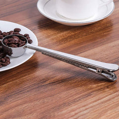 SYGA Coffee Scoop Clip, Stainless Steel Coffee Scoop Bag Clip, Multifunction Coffee Scoop with Clip, Coffee Scoop and Bag Clip for Coffee, Tea